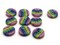 10 13mm Rainbow Striped with Pink Ends Resin Flat Round Plastic Four Hole Buttons